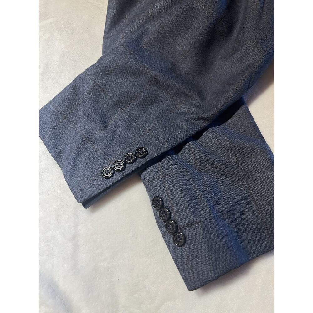 Jos A Bank Signature Collection Blazer 44L Blue Plaid Wool Sport Coat Jacket - Picture 8 of 14